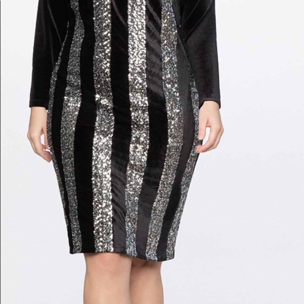 Sequin Vertical Stripe Column Dress - image 2